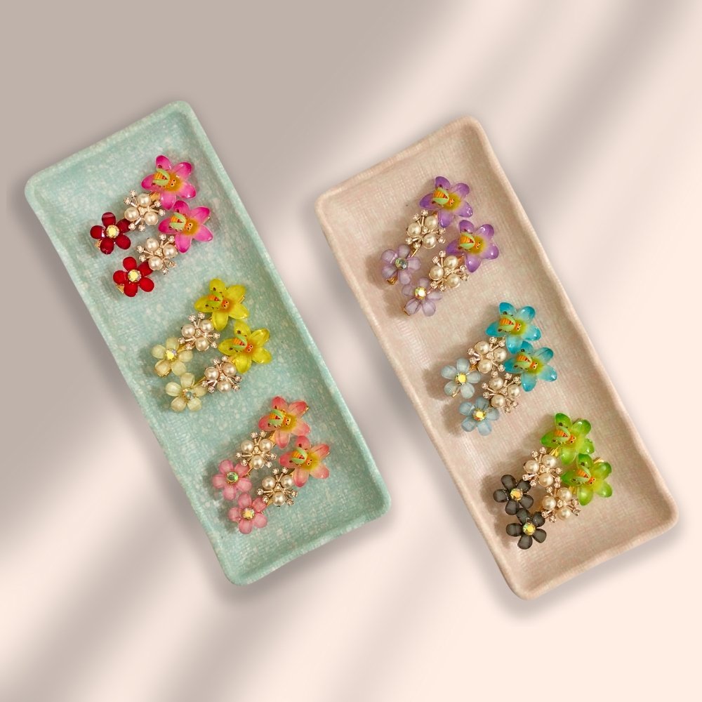 Bee Centered Blossom Hair Clip Set