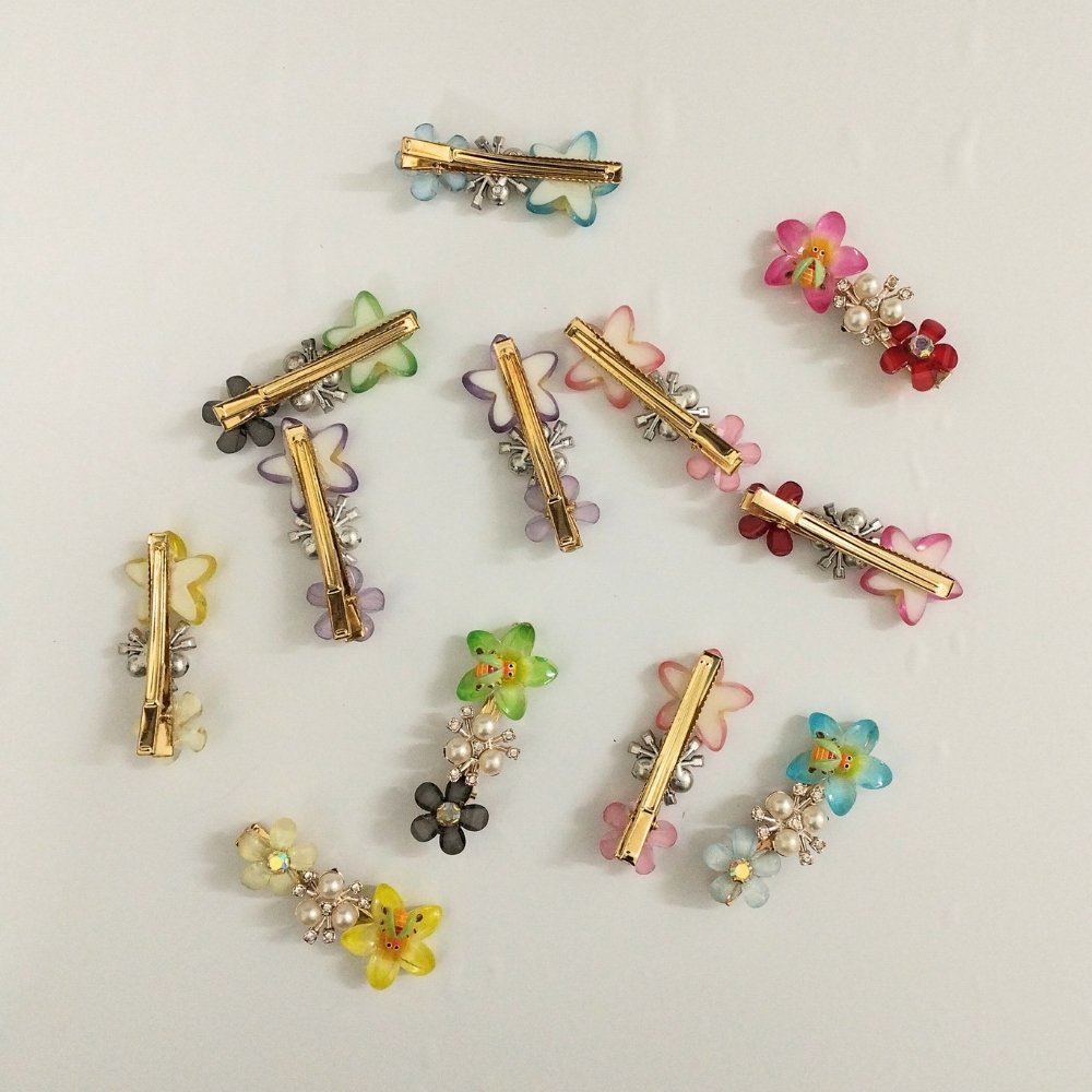 Bee Centered Blossom Hair Clip Set