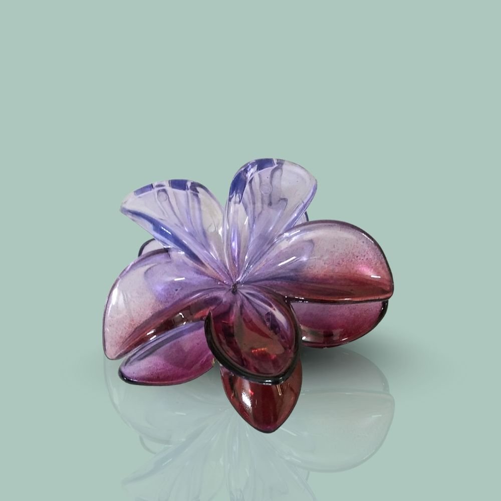 Glossy Flower Design Korean Claw Clips – Big