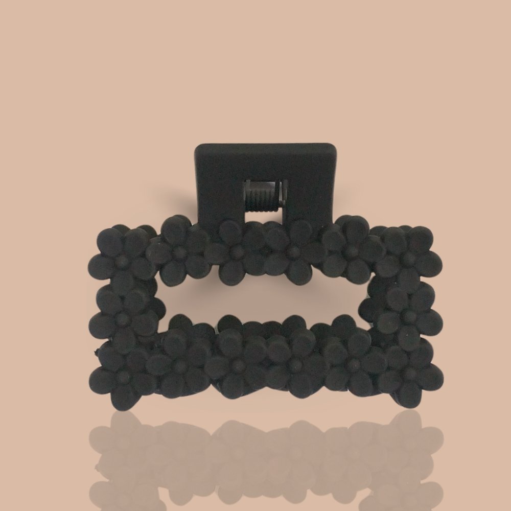 Black Brown Floral blossom Rectangle Clutcher