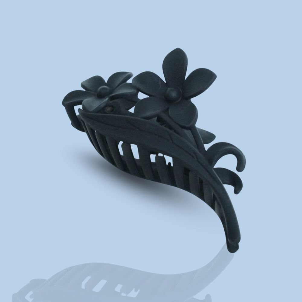 Black Four Flowers Big Hair Claw