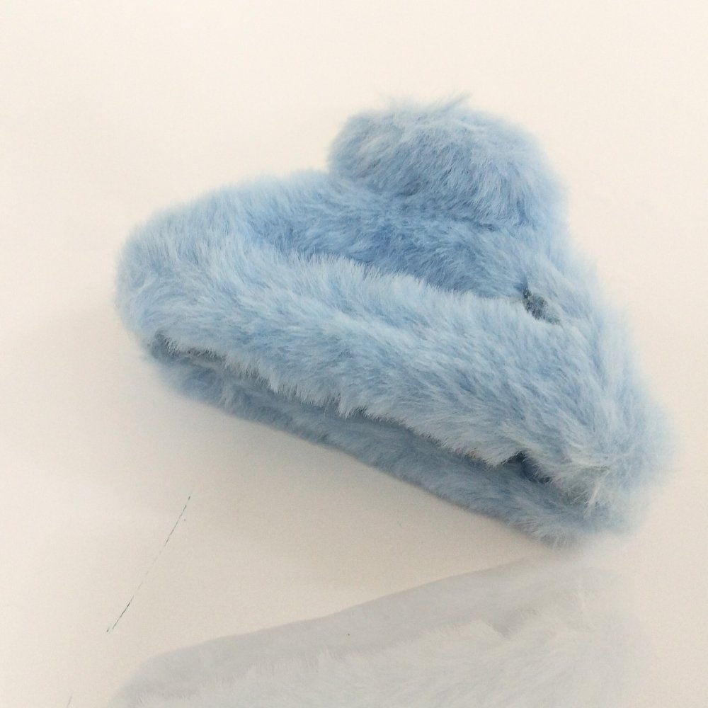 Blue Pink Half Moon Shaped Fur Clip