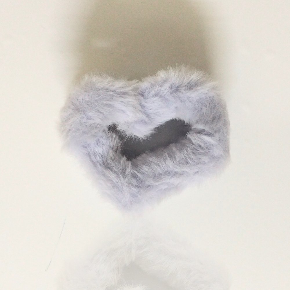 purple colour heart shape faux fur claw clip
