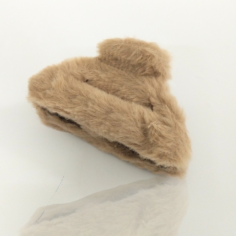 Brown Pink Half Moon Shaped Fur Clip