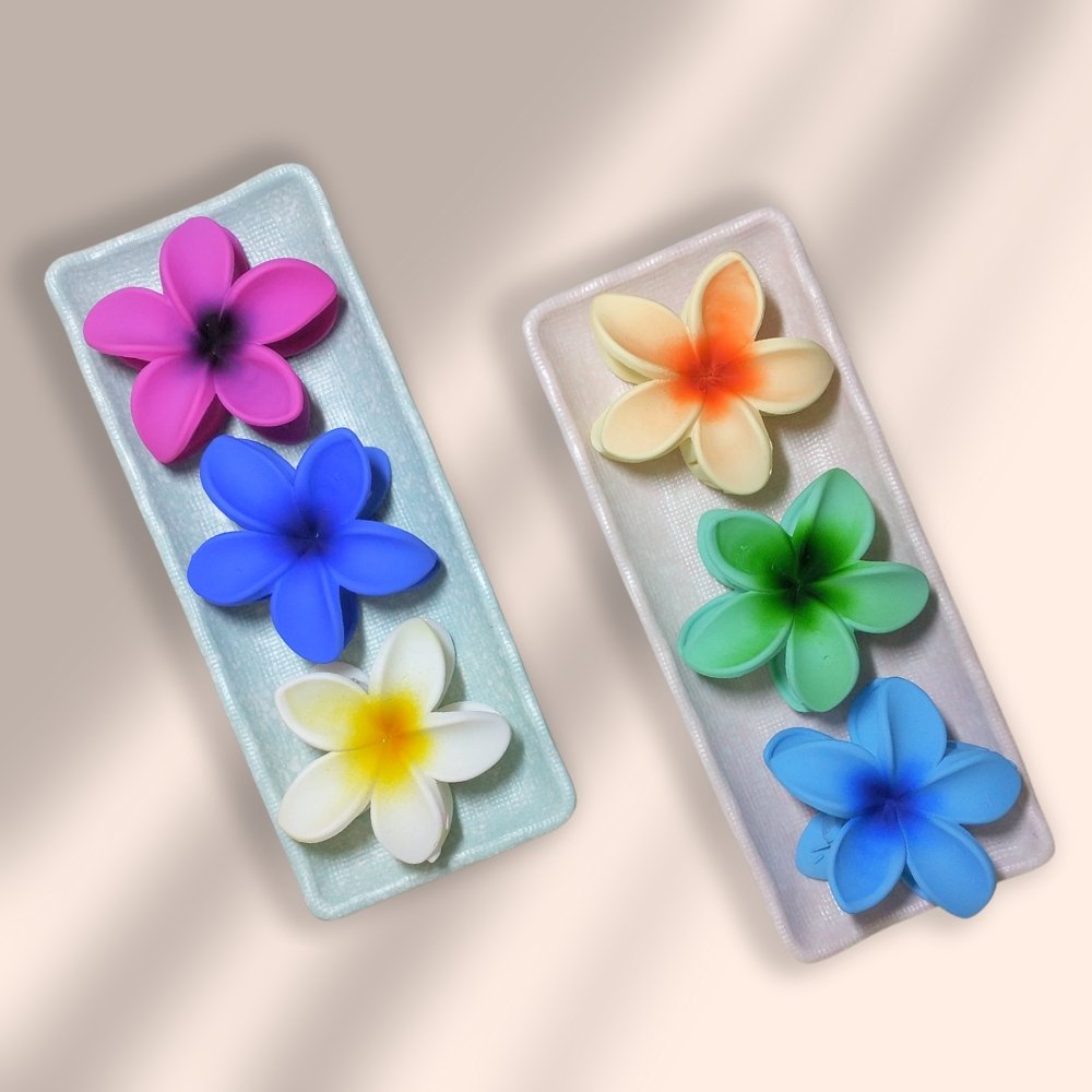 Flower Design Matte Finish Korean Claw Clips