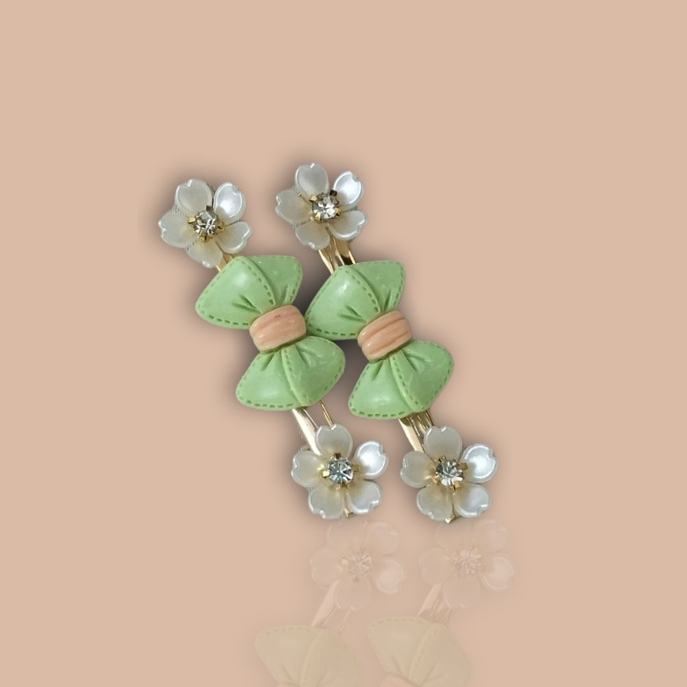 Tie Knot with Flower Korean Hair Clip Set