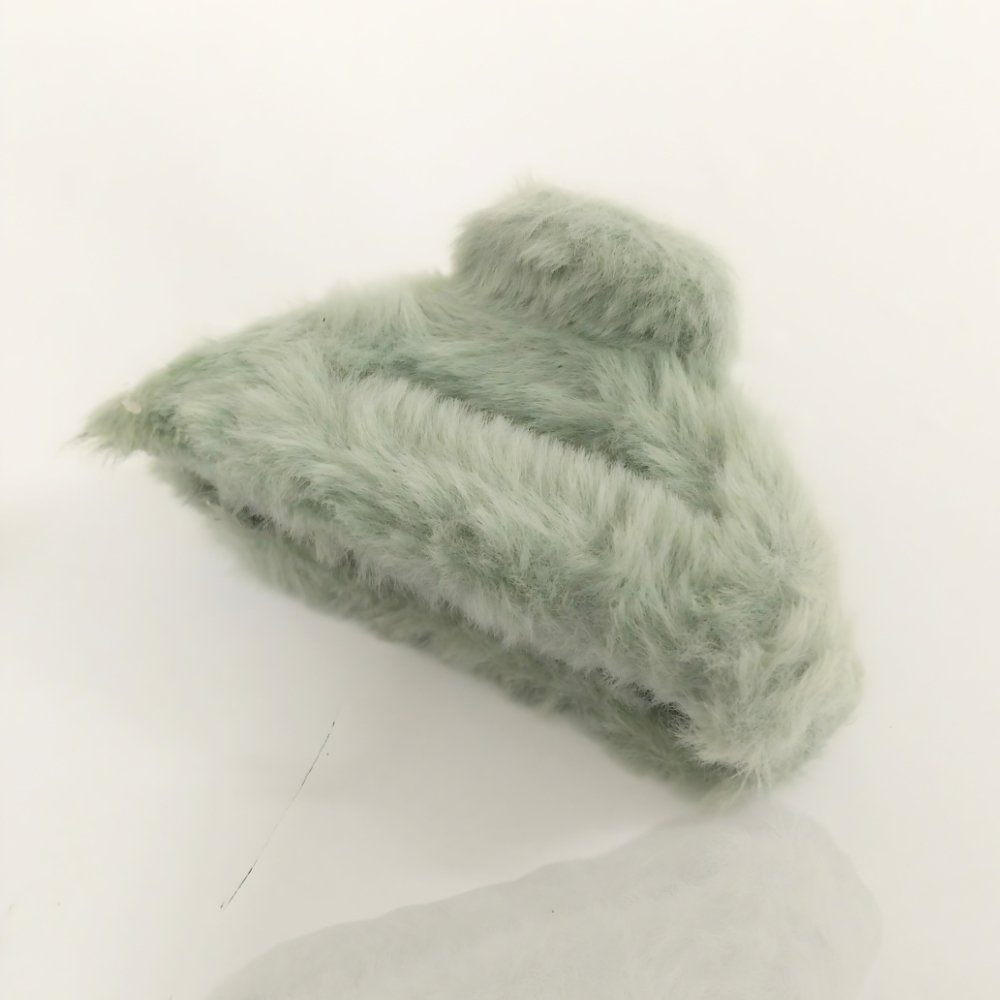 Green Moon Shape Fur Hair Claw Clip