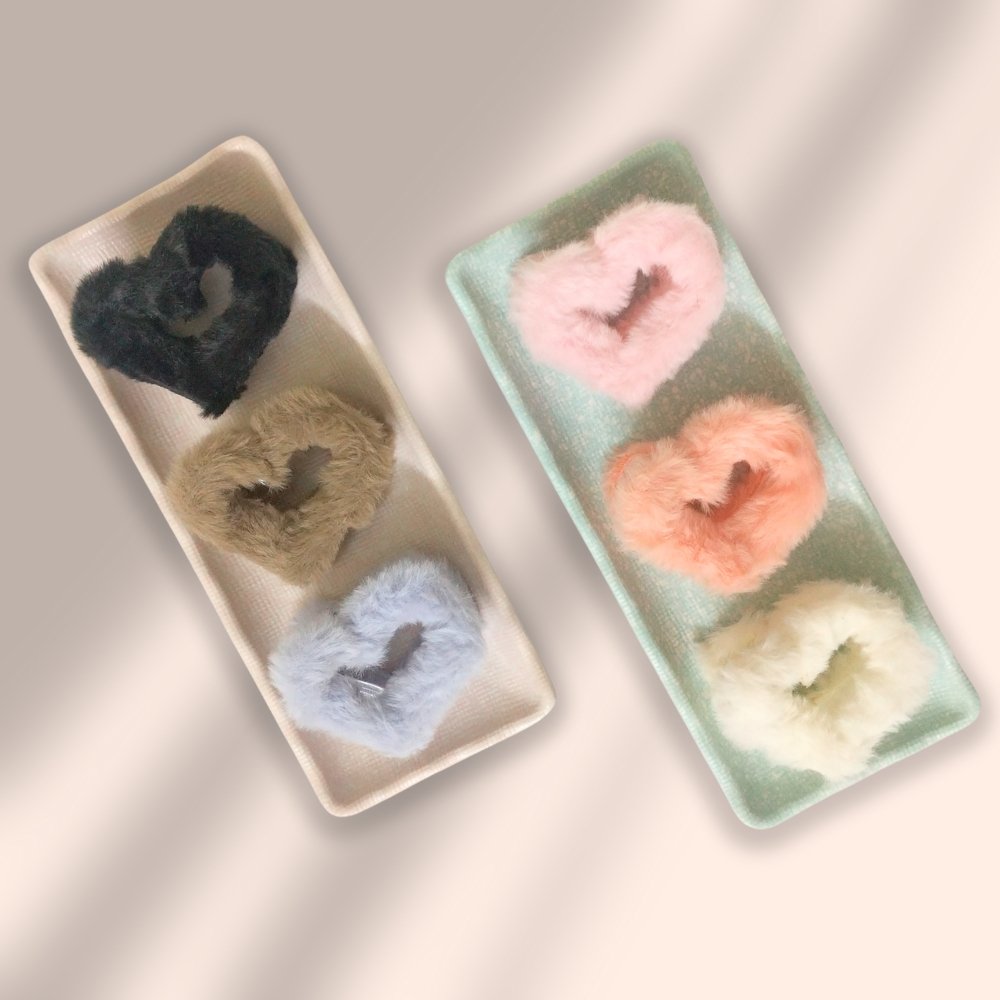 Heart Shaped Fur Clips – Medium