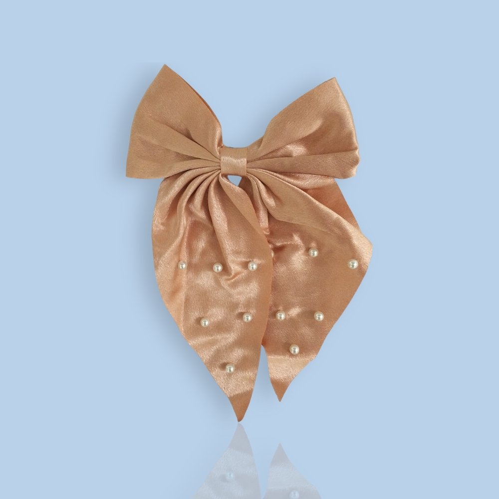 Satin Silk Pearl Korean Hair Bow Ties