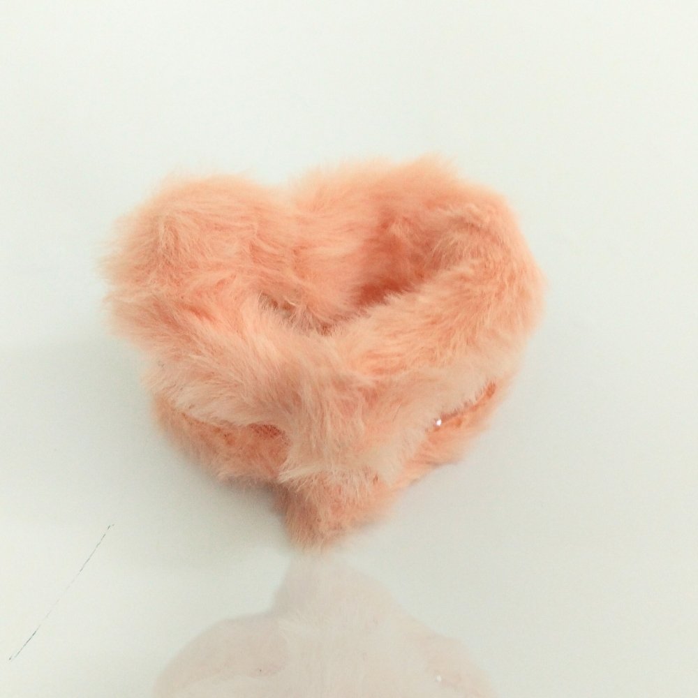 Peach heart chaped Fur Clip