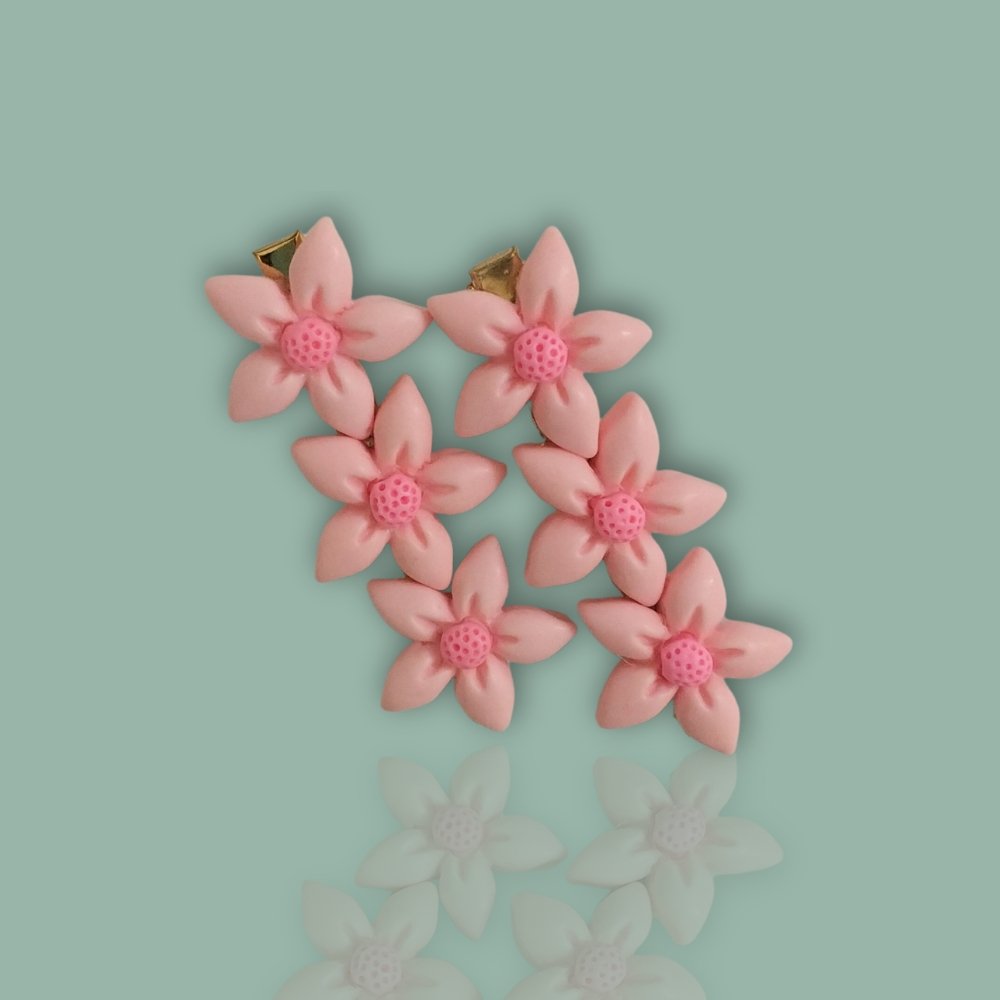 Pink Daisy hair Clip Set