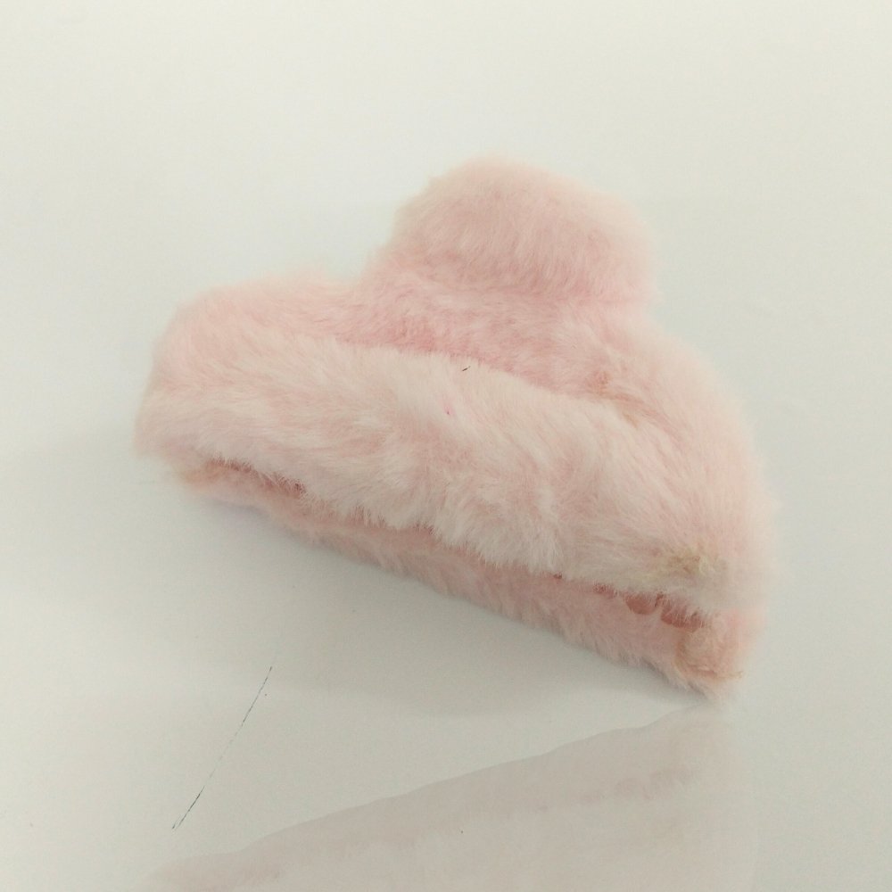 Pink Half Moon Shaped Fur Clip