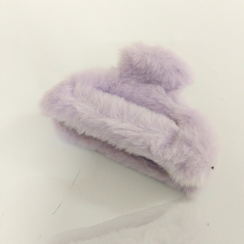 Purple Pink Half Moon Shaped Fur Clip