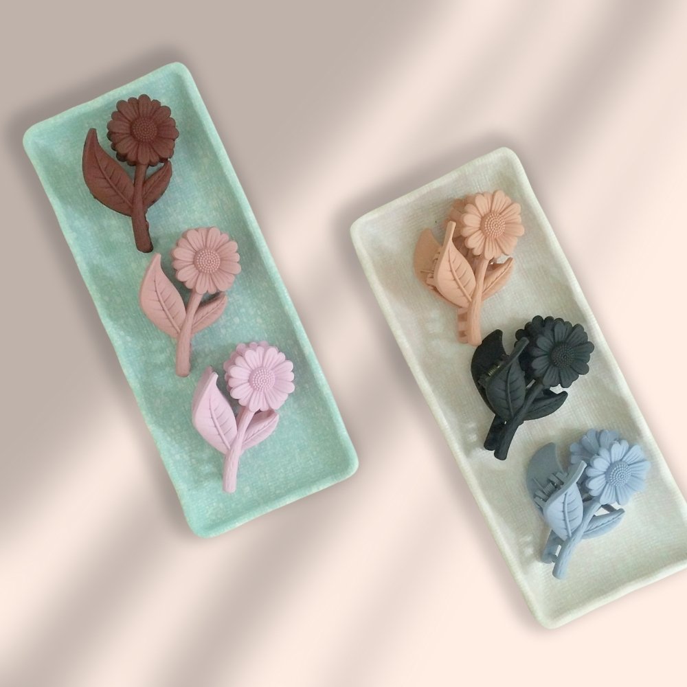 Sun Flower & leaf Shape Hair Claw Clip