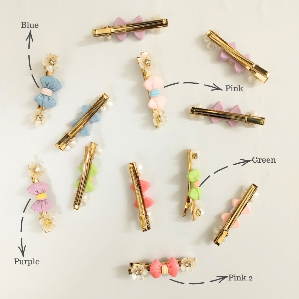 Tie Knot with Flower Korean Hair Clip Set