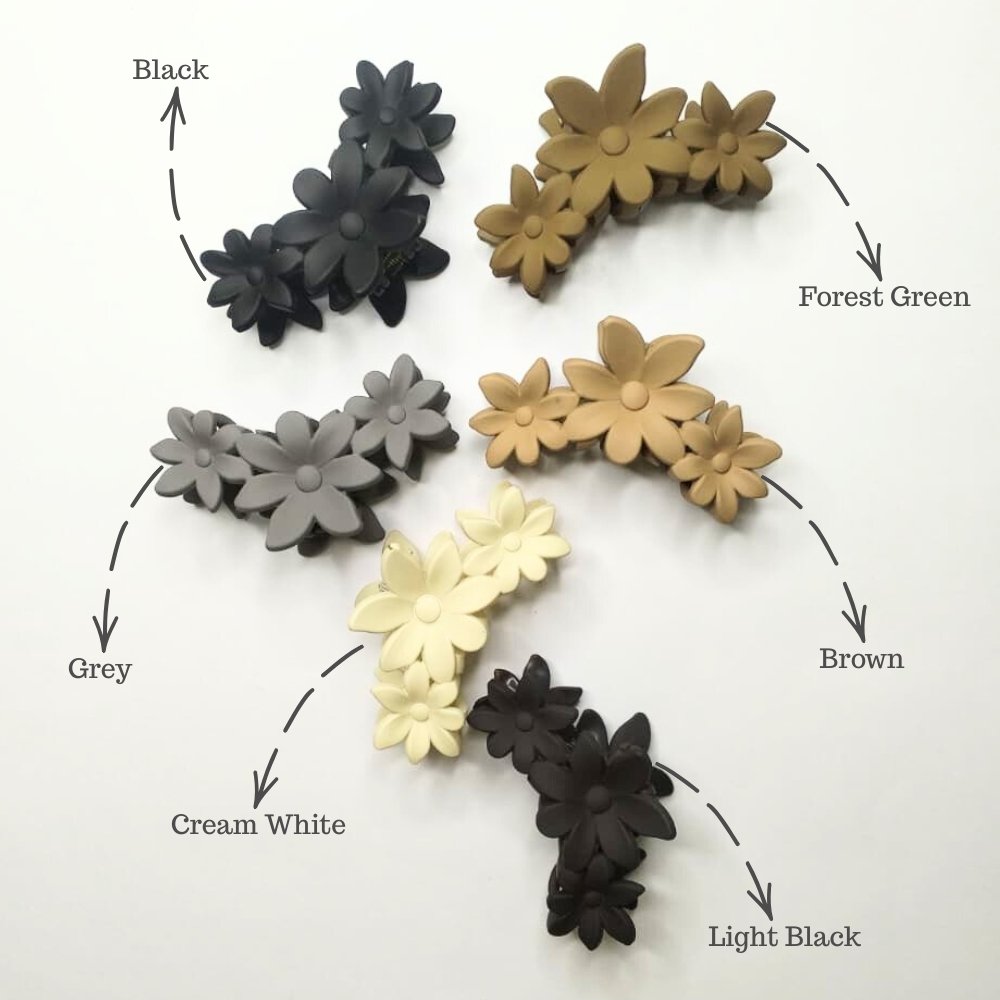 Triple Flower Korean Hair Claw Colour variations