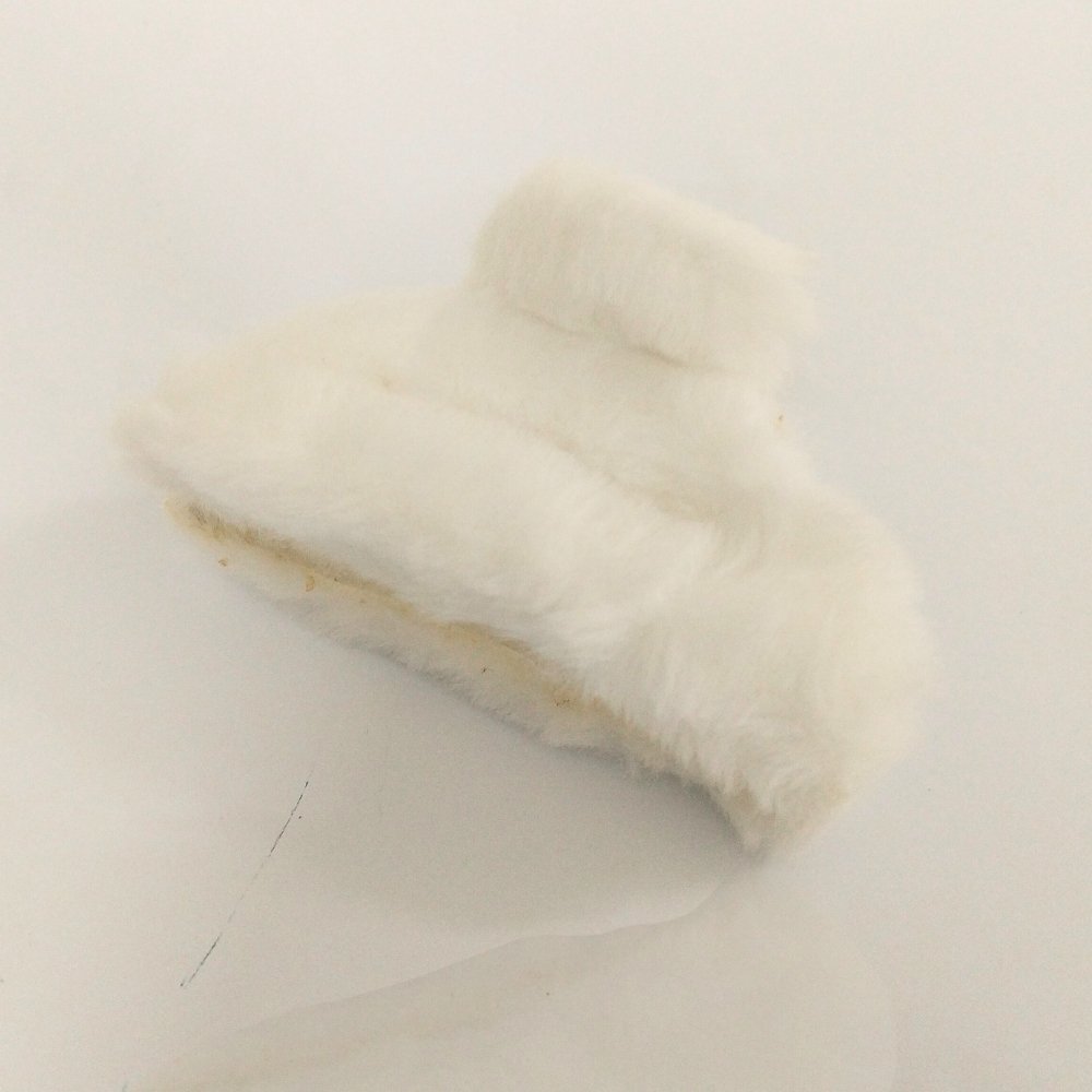 White Pink Half Moon Shaped Fur Clip