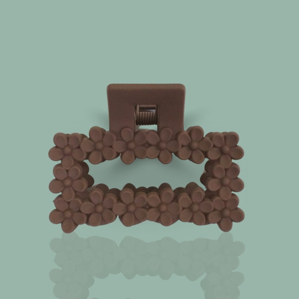 peach Brown Floral blossom Rectangle Clutcher