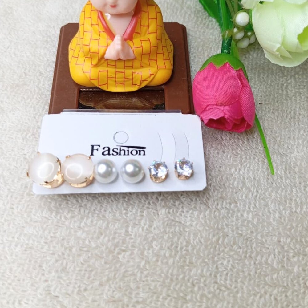 3 Pair Korean Stud Earrings Set