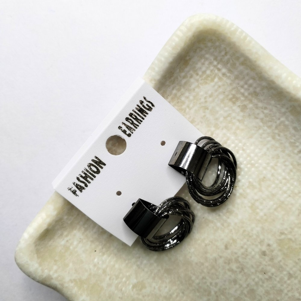 Black Multi Ring Hoop Earrings