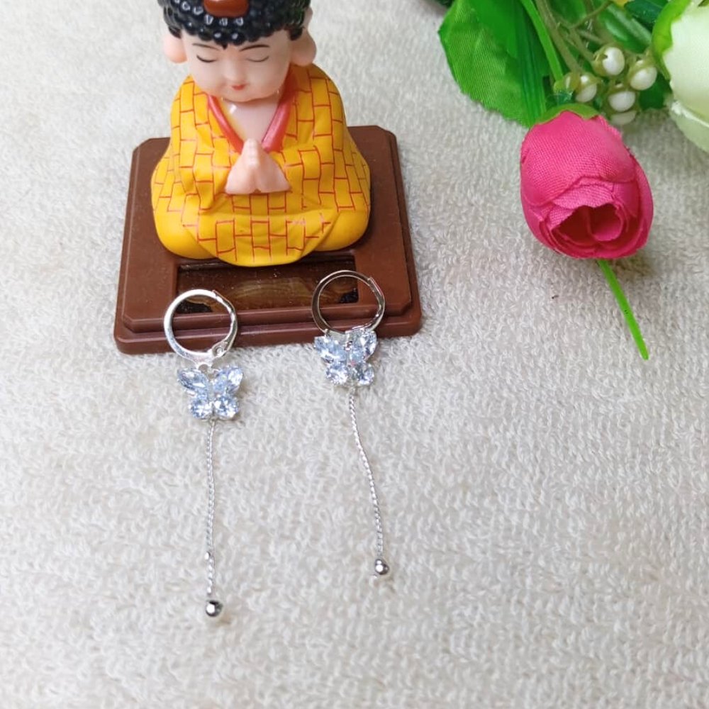 Crystal Butterfly Chain Dangle Korean Earrings