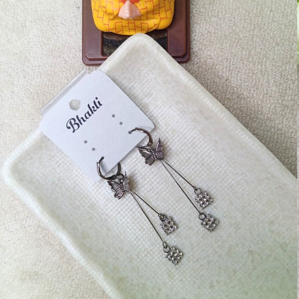 Butterfly Charm Long Dangle Korean Earrings