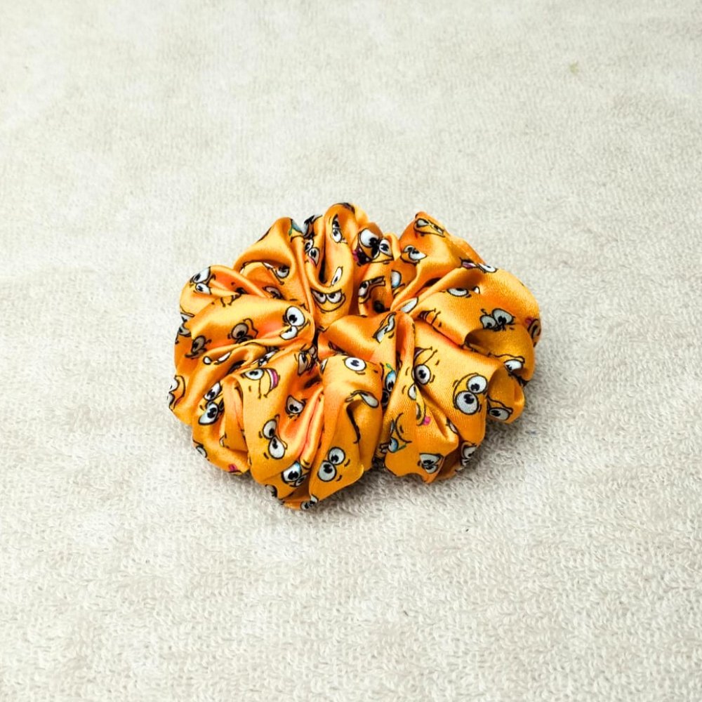 Happy Daze Emoji Yellow Silk Printed Scrunchie