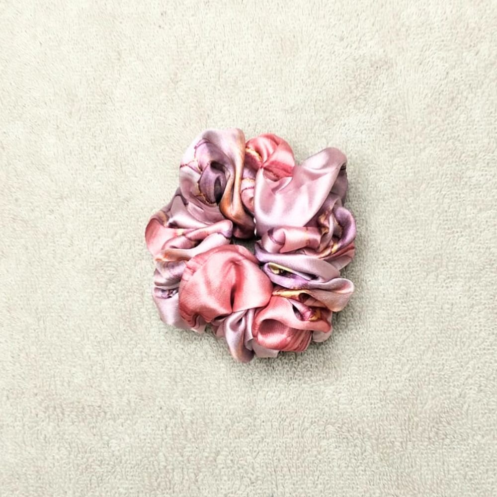 Sunset Mauve Marble Printed Silk Scrunchie