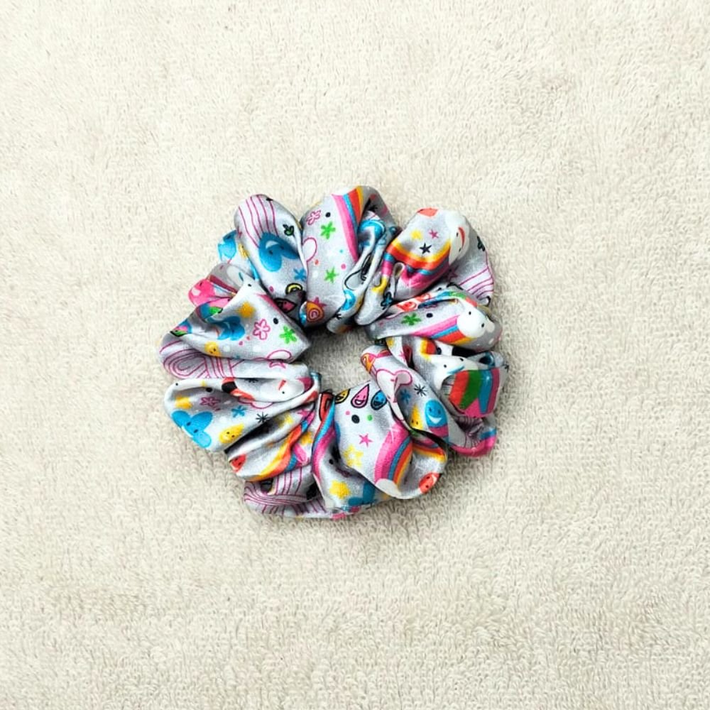 Rainbow Sky Printed Satin Scrunchie
