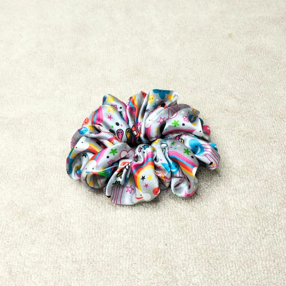 Rainbow Sky Printed Satin Scrunchie