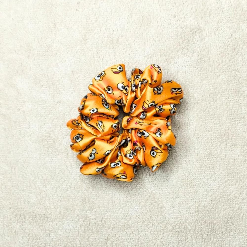 Happy Daze Emoji Yellow Silk Printed Scrunchie